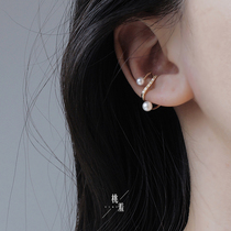 Sterling silver winding freshwater pearl ear clip female personality simple and small ear bone clip without ear hole new cartilage earrings