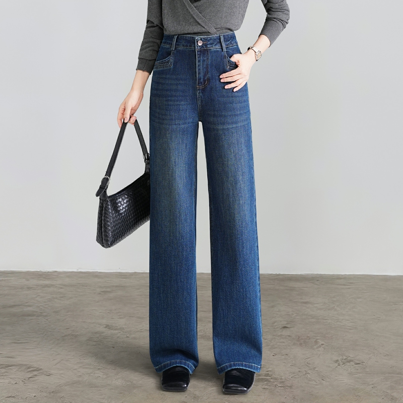 Women's Straight-Leg Jeans Similar to Ge's Style, 2026 New Spring, Autumn, and Winter High-Waisted Versatile Loose Narrow Wide-Leg Pants
