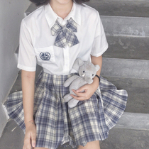 Gentle knife rabbit seam jk uniform skirt genuine full set of female Japanese college style spot plaid pleated skirt students