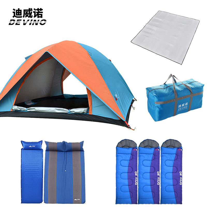 Divino 3-4 person tent outdoor double layer multi-person camping rainproof tent Double set package