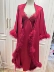 Áo choàng tắm nữ cô dâu gợi cảm màu đỏ tía sang trọng lông vũ váy ngủ cưới 2 kích thước lớn Bộ đồ ngủ mùa thu phù hợp với cao cấp