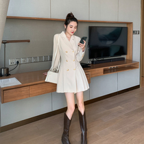 Soft wind suit dress girl 2023 spring and summer lump - sun - skinned long sleeve suit dress