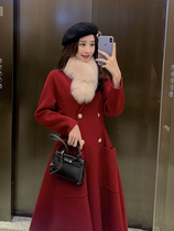 Design Sense Herben Red Double - sided Cashmere Coat Woman Winter Han Edition Clean Wool Cover 2022 new models