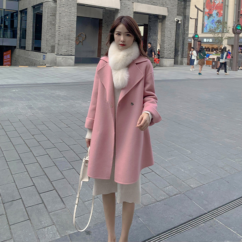 2022 autumn and winter new popular double-sided cashmere coat women's mid-length version small woolen woolen cloak coat