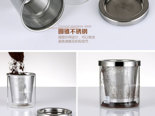 CAFEDE KONA bột lọc cà phê bột lọc cốc thô inox lưới rò rỉ phụ kiện thiết bị phin pha cafe inox