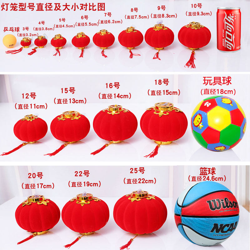 New Year's Day small lanterns hanging decorations trees New Year flocking big red lanterns wedding pendant bonsai outdoor decoration lantern string-Taobao