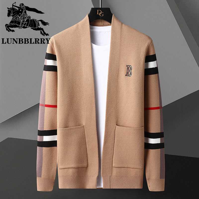 Official Lumba Baoliqiao Men's Knitted Cardigan Jacket Spring and Autumn High-End Wool Sweater Trendy Casual Sweater for Men