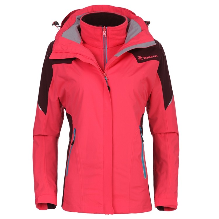 Pathfinder Women's style autumn and winter outdoor three-in-one set of suede sleeves detachable windproof anti-splash water plus suede submachine clothes