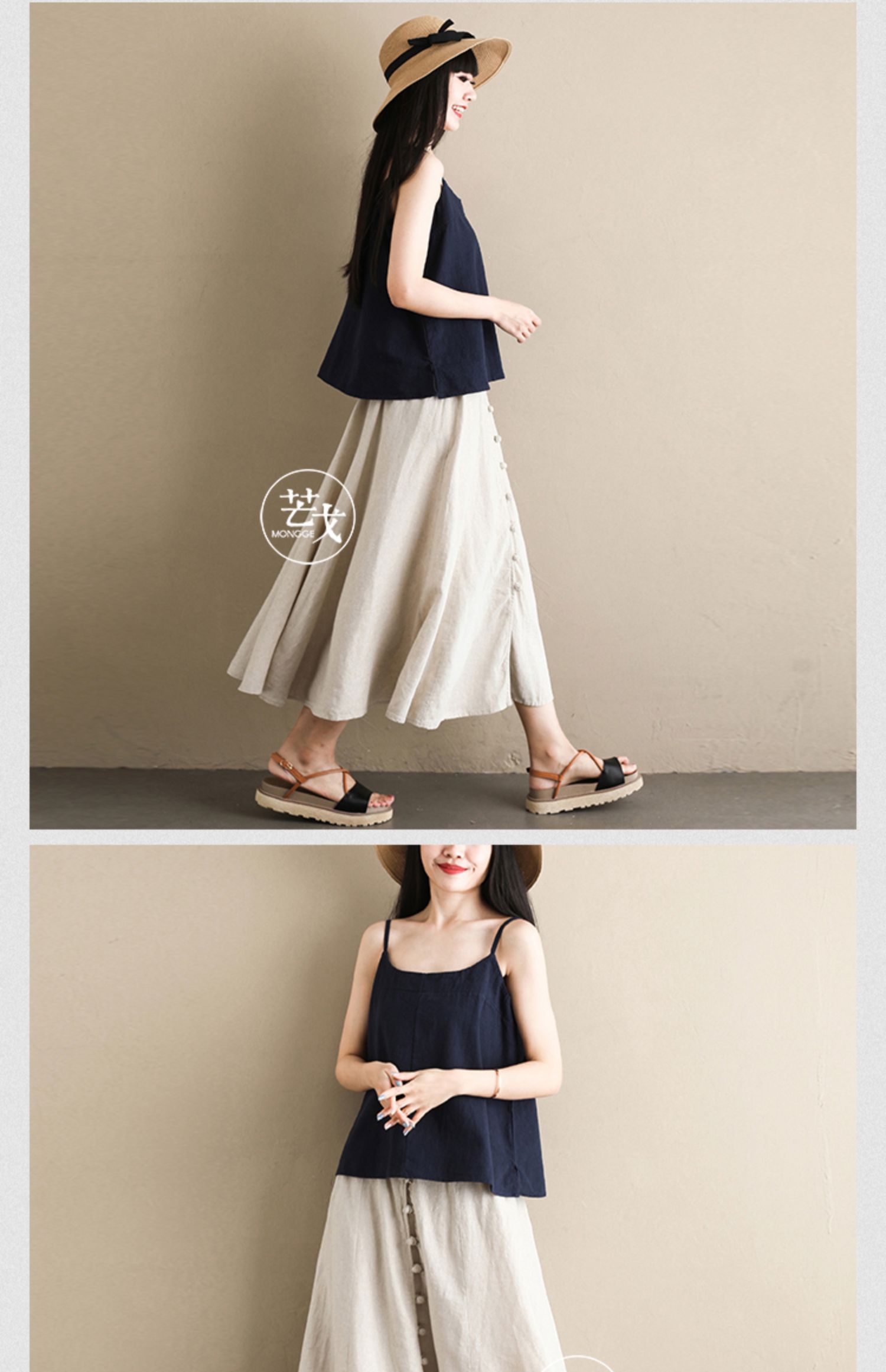 Váy cotton và vải lanh nữ 2019 mới xuân hè cao cấp thun thun co giãn Một chiếc váy ô từ cỡ lớn váy dài - Váy váy midi