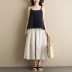 Váy cotton và vải lanh nữ 2019 mới xuân hè cao cấp thun thun co giãn Một chiếc váy ô từ cỡ lớn váy dài - Váy chân váy hoa dáng dài Váy