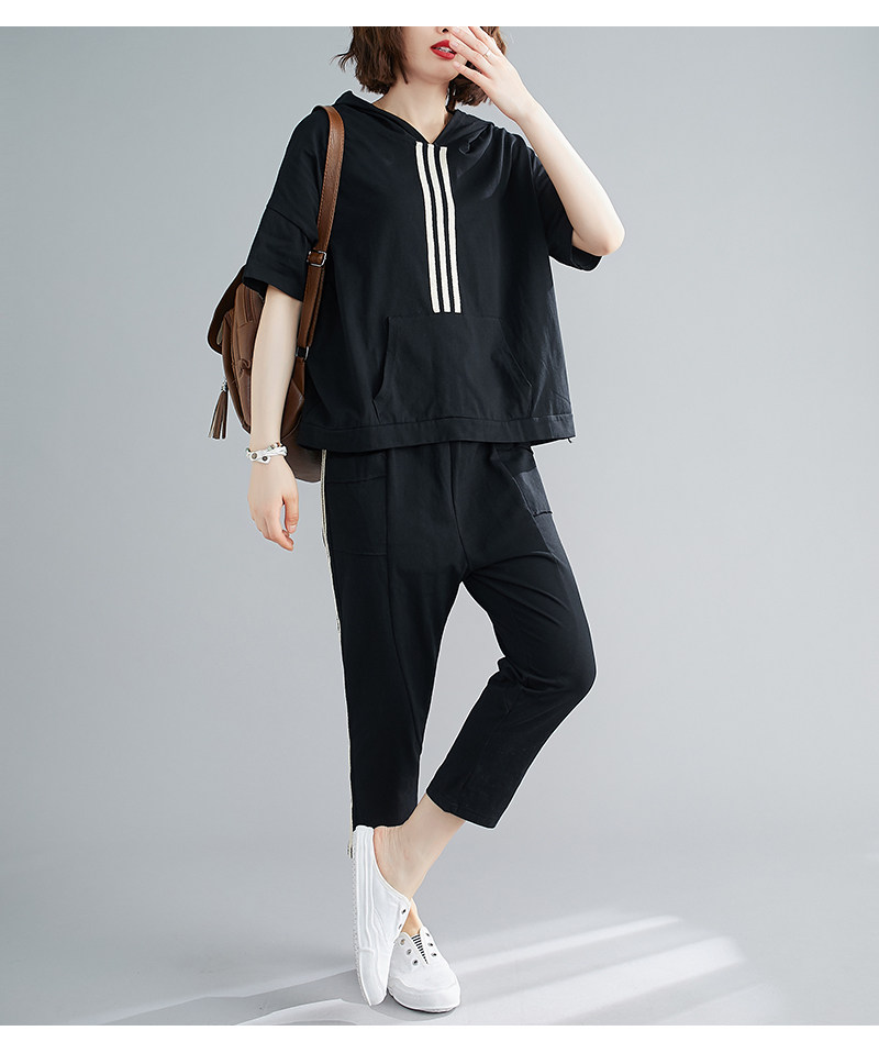 Спортивный костюм для отдыха, комплект, футболка, штаны, большой размер, в западном стиле для девушки 