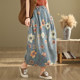 Loose artistic printed denim skirt for women in spring and summer plus size slimming over-the-knee long skirt with temperament and versatile A-line skirt