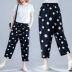 Kích thước lớn của phụ nữ béo mùa hè người nước ngoài giảm polka dot in cotton và quần thường vải nữ quần rộng chín điểm quần harem - Quần Harem Quần Harem