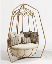 European hanging chair Fabric Household Wrought iron Indoor balcony Landing cradle Lazy leisure hanging basket Hammock swing