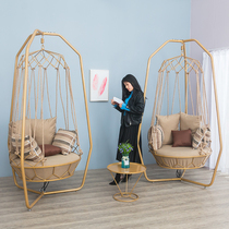 Modern simple indoor adult hanging chair Swing hammock cradle chair Balcony Wrought iron rocking chair Metal floor hanging basket chair