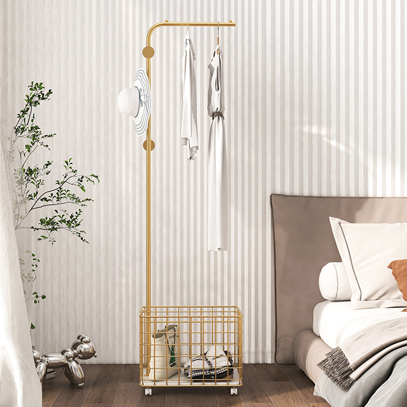 Modern light and luxurious clothes hanger bedroom floor shelve shelf vertical mobile clothes rack Easy clothes rack overnight hanger