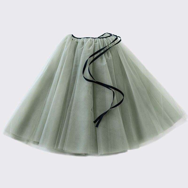 Lace-Up One-Piece Adjustable Ballet Dance Teacher Practice Half-Length Tutu Gauze Skirt with Large Hem Yoga Performance Skirt