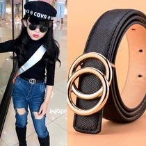 Childrens belt black kids belt boys leather take away show accessories primary school students perform trousers belt girls tide