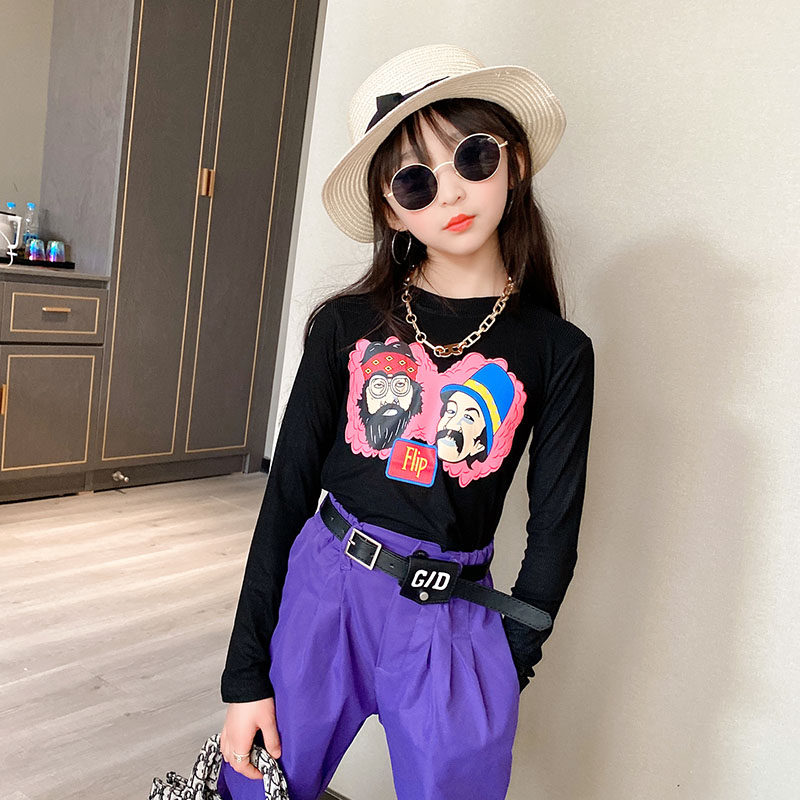 Children's clothing Korean version 2021 spring new children's bottoming shirt children's cartoon elastic bottoming middle-aged children's fashion T-shirt