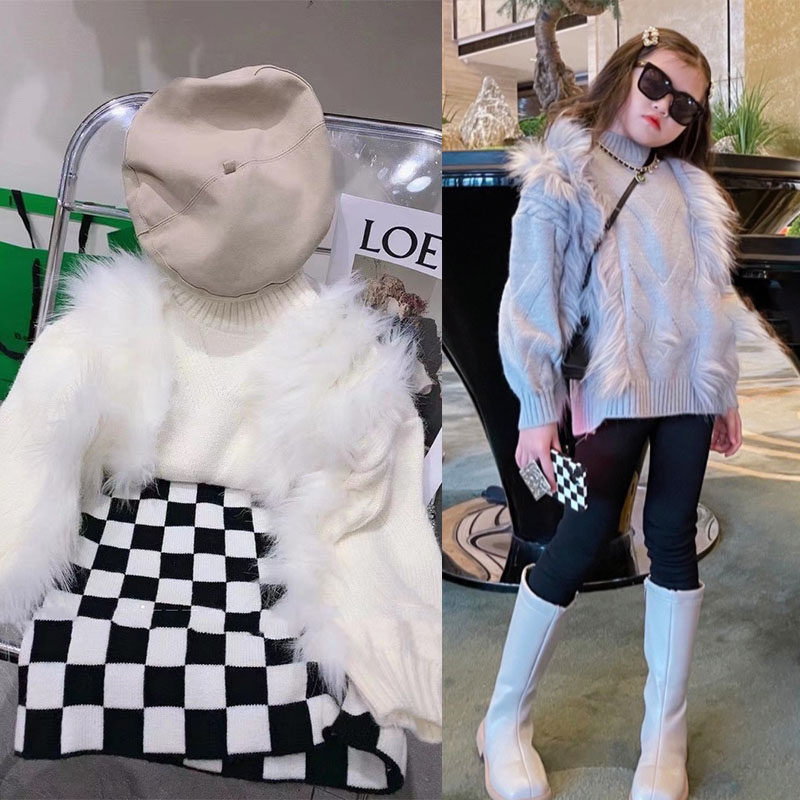 Girls' fashion bottoming sweater 2021 autumn and winter new Korean version of the Western style loose wool sweater top all-match