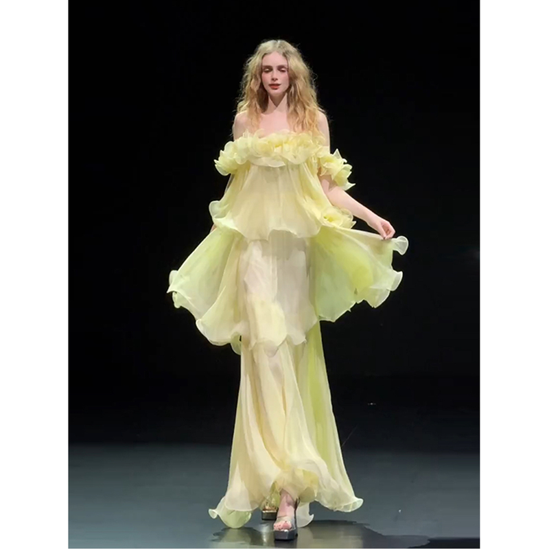 Morning Gown for Female Brides, Stunning French Style, Super Fairy-Like and Sweet, Suitable for Morning Photoshoots, Yellow Birthday Party, Student Princess Dress, Can Be Worn Daily