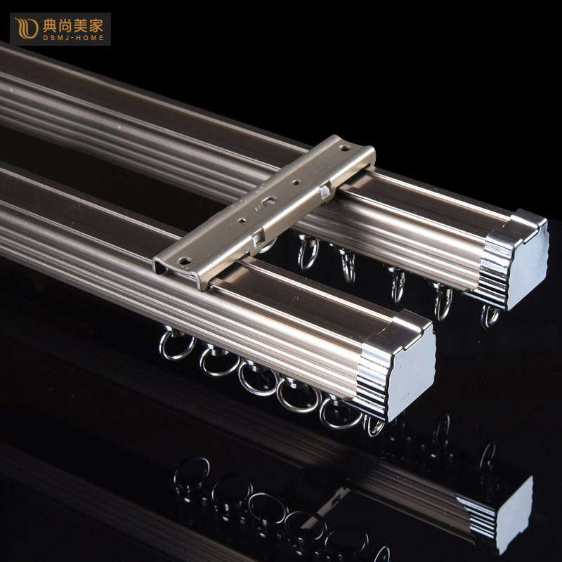 Jamei aluminum curtain track straight track champagne ivory curtain rod side mount single track double track rail top mount