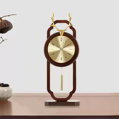 New Chinese light luxury deer head clock clock clock living room home fashion clock ornaments Chinese style creative desktop clock