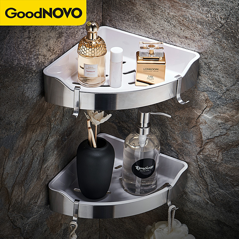 304 stainless steel bathroom shelve with perforated dressing room shower wall triangular containing wall-mounted thickened angle rack
