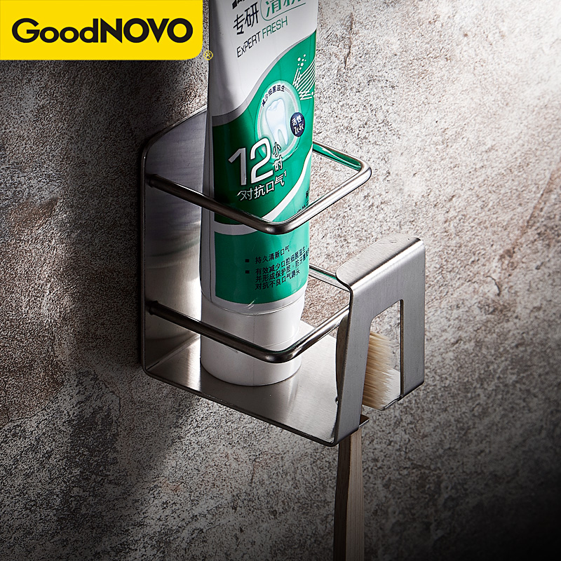 Punch-free 304 stainless steel toothpaste rack Home toothbrush shelf No-punch wall hanging toilet rack