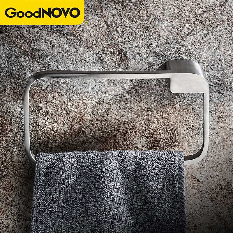 Towel ring 304 stainless steel towel ring hanging ring square hanging ring rubbing hand towel rack makeup room bathroom towel hook
