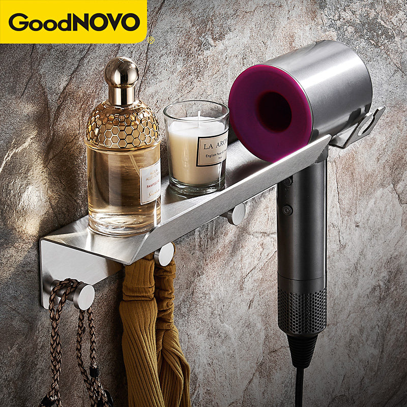 Toilet Dyson hair dryer shelf free punching home bathroom hanger 304 stainless steel toilet storage rack