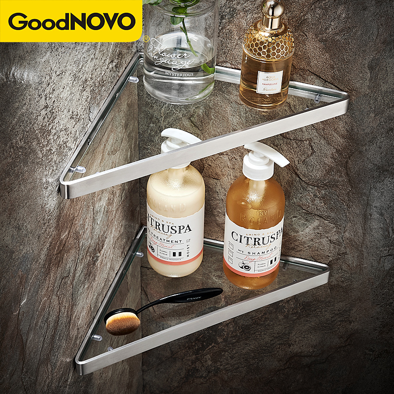 Bathroom shelf toilet free perforation stainless steel glass toilet toilet shower room shower room tripod