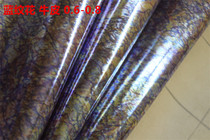 Special price imported cowhide in stock printed blue pattern first layer genuine leather handmade DIY leather goods
