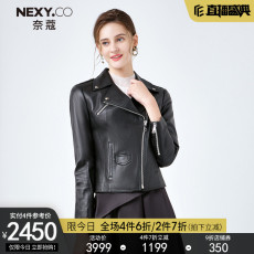 Кожаная куртка nexy.co/奈蔻2021秋冬新款黑色帅气机动车皮衣外套女短款修身显瘦 NEXY.CO/2021