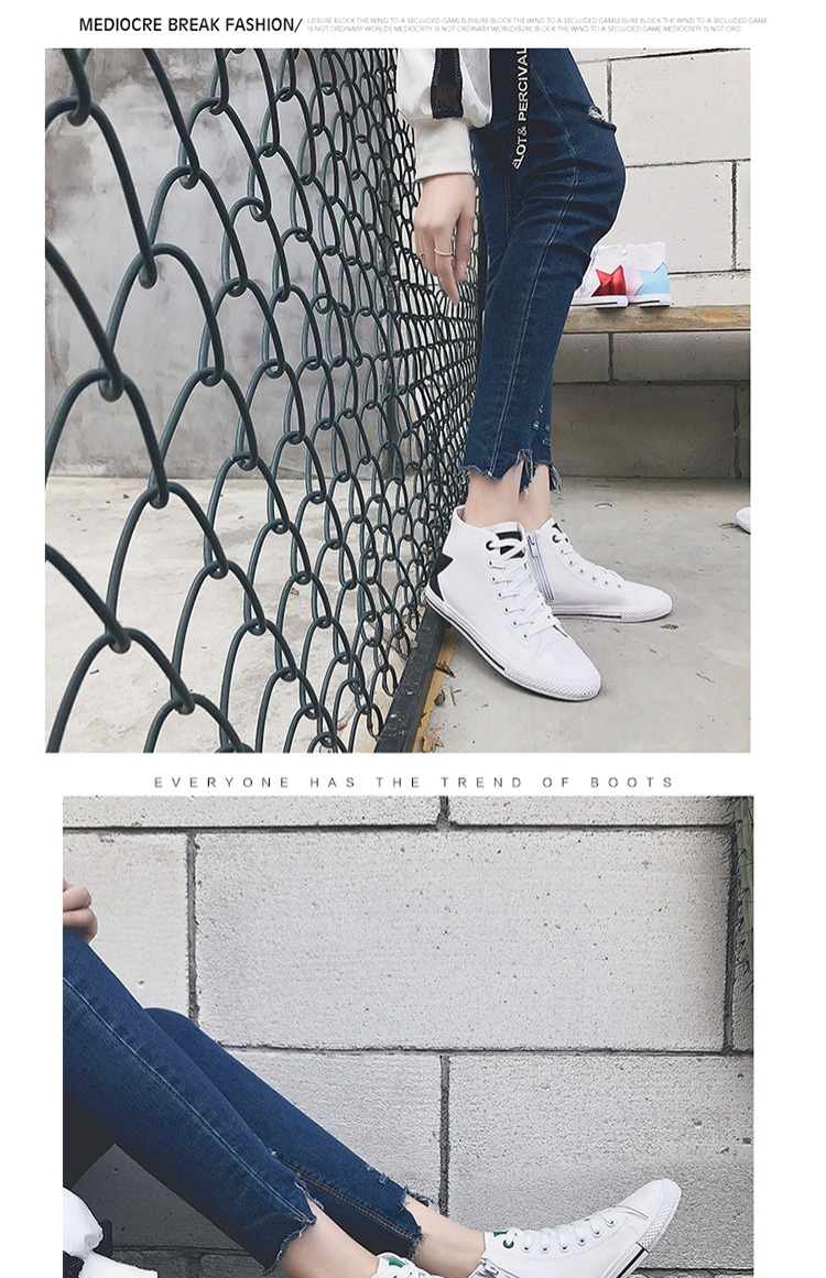 Ins super fire port Wind giày nữ phiên bản Hàn Quốc của ulzzang Harajuku sinh viên hoang dã Giày trắng nhỏ nữ giày vải cao shop giày thể thao