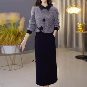 Elegant lady ແມ່ອາຍຸກາງແລະຂະຫນາດ dress skirt 2025 ໃຫມ່ດູໃບໄມ້ລົ່ນຄົນອັບເດດ: ຊຸດ skirt