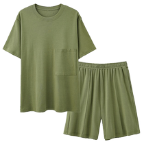 Catman boys pajamas summer pure cotton thin short-sleeved shorts 2024 new mens home wear suit can be worn outside