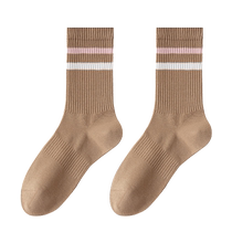 Catman Socks Womens Spring and Autumn Mid-calf Socks Sweat-Absorbent and Deodorant Cotton Socks Summer Style Womens Black and White Striped Sports Socks