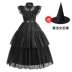 anh halloween Halloween Bé Gái Đầm Công Chúa Addams Họ Cos Trang Phục Trẻ Em Áo Đen Thứ Tư Cosplay halloween google 2022 Trang phục haloween