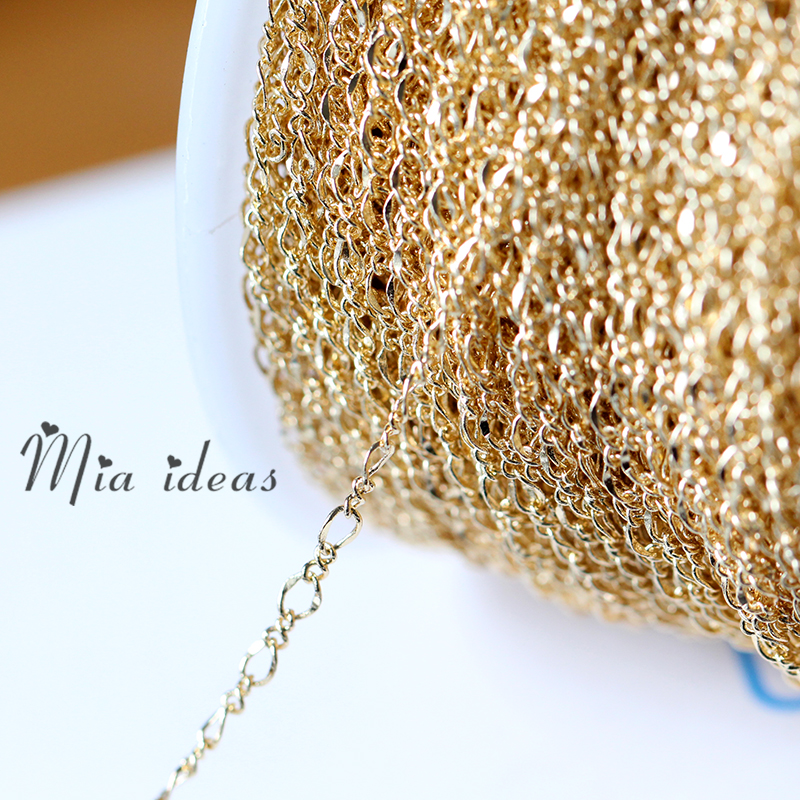 Mia 18K gold plated necklace 2-3mm 8 word chain jewellery DIY handmade winding accessories extend chain semi-finished products chain
