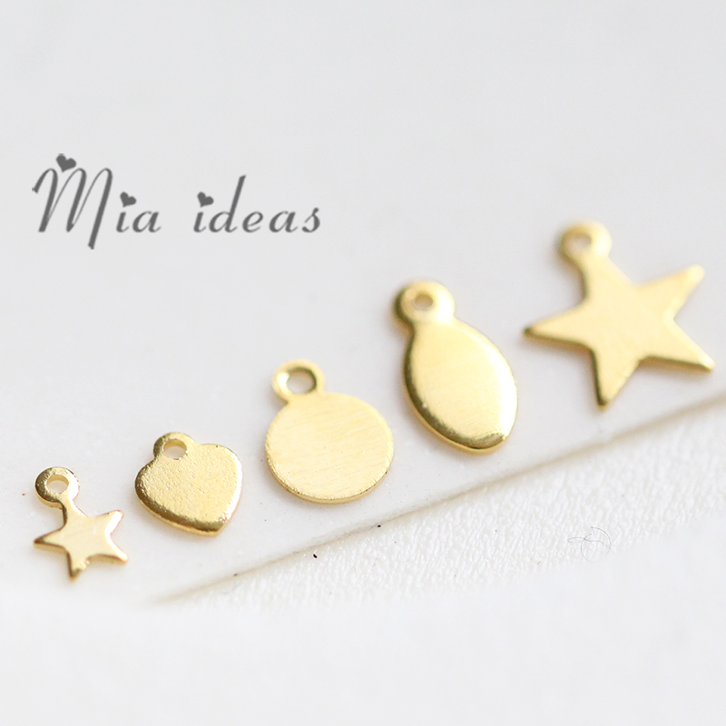 High Quality Copper Plated Thick Gold Star Heart Shape Disc Charm Earring Necklace Pendant DIY Handmade Accessories Materials