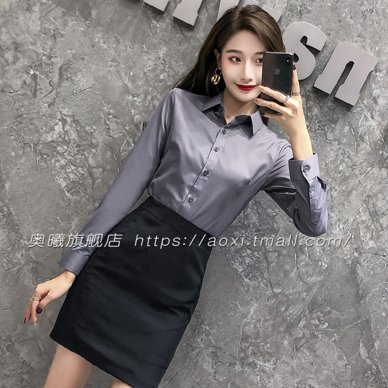 Fashion professional wear suit men and women with the same long and short sleeve shirt dress autumn and summer tooling business dress OL work clothes