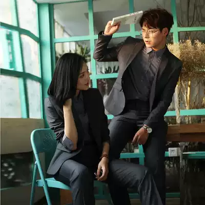 Office clothes women's suits men and women's same fashion suit dress Korean interview suit hotel overalls