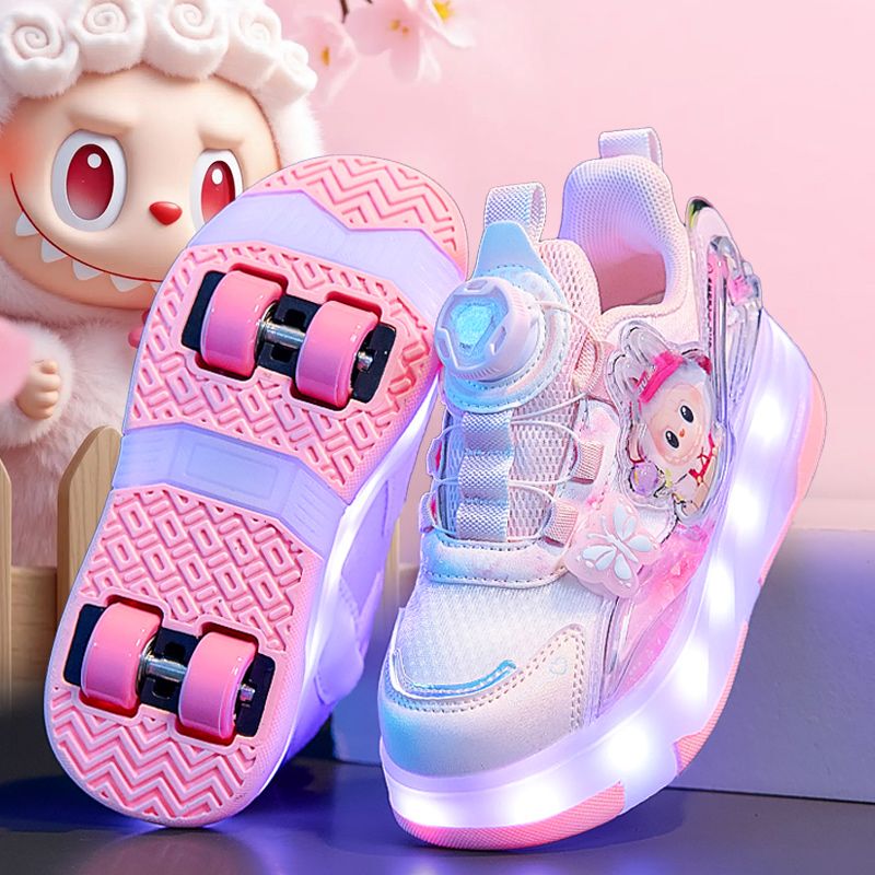 Abc Labubu Roller Shoes for Girls, New Spring and Summer Children's Sports Roller Shoes, Four-Wheel Invisible Princess Skates Abc Labubu Roller Shoes for Girls, New Spring and Summer Children's Sports Roller Shoes, Four-Wheel Invisible Princess Skates