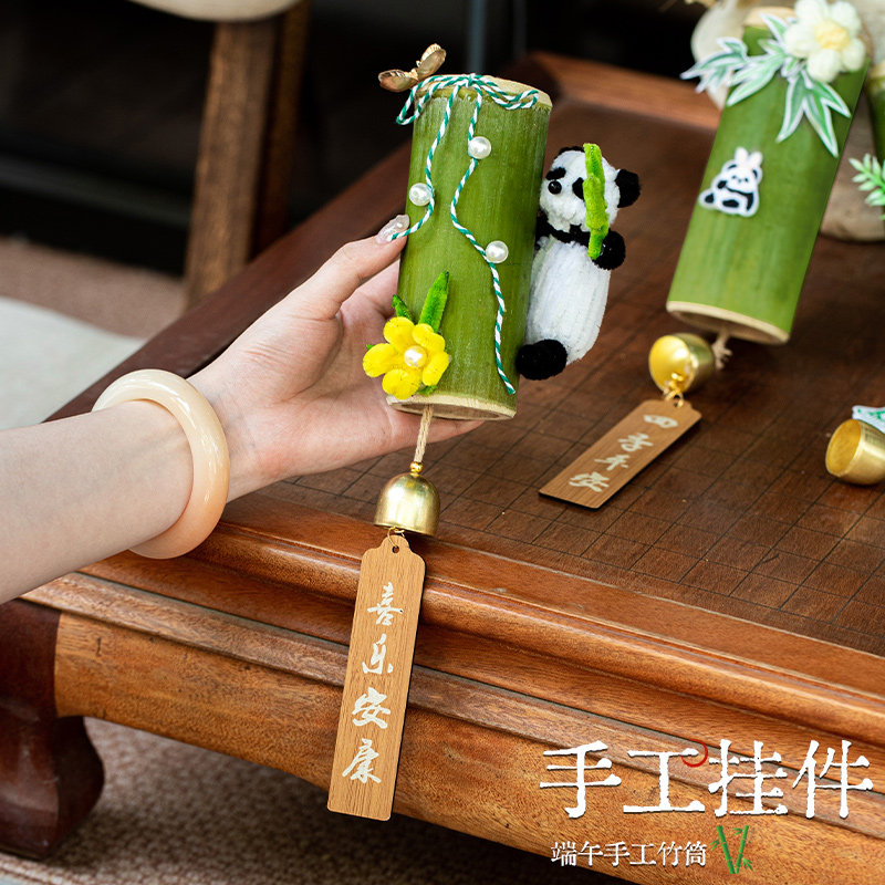 diy竹筒风铃挂件，亲子手工活动新宠儿，古风创意装饰品，户外门挂超美