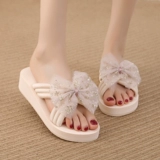 Слайдеры с бантиком на платформе, тапочки, модная универсальная нескользящая пляжная обувь