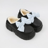 0138-29 Черный фон синий луки пухлые туфли хлопковые туфли