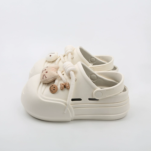 Sunnycolor милая кошка открывает туфли Xiaodong Hole, Xia xia baotou, педалиные тапочки, носят толстые основания сандалии