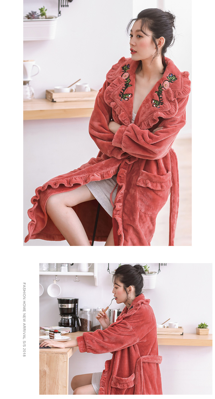 Có thể là trẻ em mùa đông san hô lông cừu đồ ngủ Hàn Quốc dễ thương phụ nữ gợi cảm ấm áp dịch vụ nhà áo choàng dày áo choàng pijama dài tay