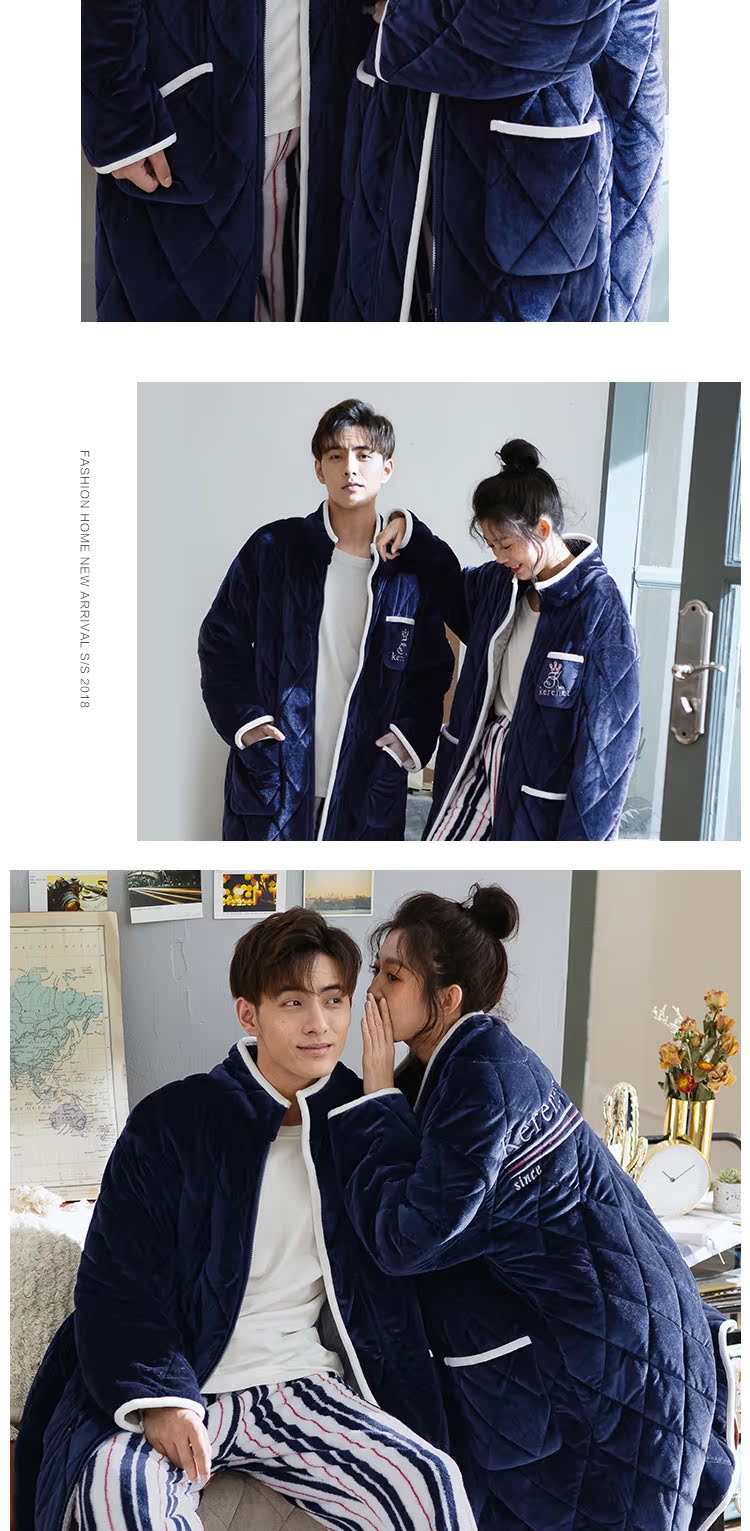 Có thể là mùa đông các cặp vợ chồng nhung nhung dày đồ ngủ dài cardigan ấm áo choàng sandwich áo ngủ phục vụ nhà đồ pijama